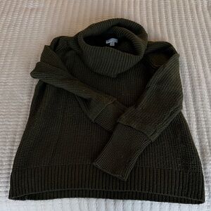 Olive Green Women's Turtleneck Sweater